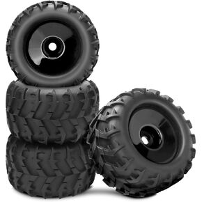 17mm Hex RC Wheel and Tires, daitoku 1/8 RC Off Road Racing Truck Tires and Wheels for Redcat Hsp Kyosho Hobao Hongnor Team Losi GM DHK HPI Traxxas Maxx E-Revo 2.0 3.3 Arrma Kraton Outcast 4-6S