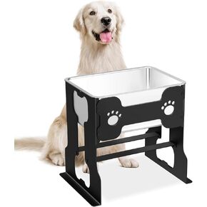 2.4 Gallon Elevated Large Dog Water Bowl with Full Metal Stand, 14.2" Raised Stainless Steel Bowl for Large Breed, Dog Feeding Station for Relief Joint Pressure, Easy to Clean, Indoor & Outdoor Uses