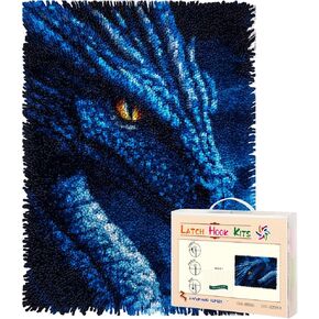 Latch Hook Rug Kit Dragon Pre-Printed Handmade Carpet Crochet Yarn Craft DIY Hook and Latch Door Mat Tapestry for Home Floor Decoration 52x38cm-1