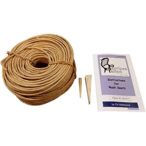 Fibre Rush Seating Kit with Full Color Instructions by Ed Hammond, 350' Coil of 5/32 Fiber Rush Kraft Brown, Plus a Peg and a Wedge (5/32 (350')