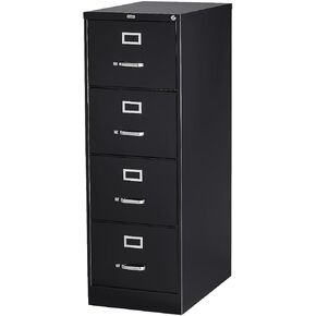 STAPLES 4-Drawer Vertical File Cabinet, Legal Size Documents, Lockable, 26.5" D x 18" W x 51.97" H, Black
