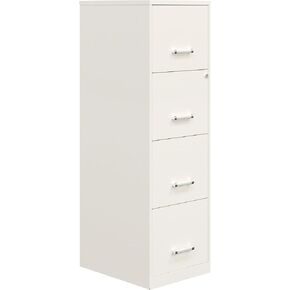 4 Drawer Fully Assembled Vertical Steel File Cabinet, Home & Small Office Use, Letter-Size, Locking, Pearl White