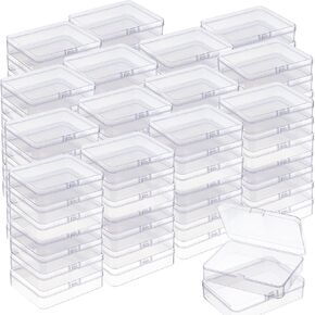 100Pcs Clear Bead Storage Containers, Versatile Bead Organizers and Storage, Small Plastic Containers with Lids for Crafts, Jewelry, Hardware(2.2 X 2.2 X 0.8 Inch)