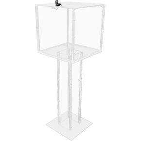 FixtureDisplays® Clear Plexiglass Large Floor Standing Tithing Box Offering Box Ballot Box Church Donation Box 14301