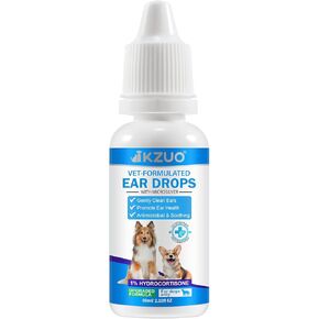 Dog Ear Infection Treatment, Dog Ear Drops with 1% Hydrocortisone for Dog, for Dog Yeast Infection, Soothe Itching, Redness, & Swelling - Vet Recommended