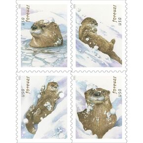 Otters in Snow (Booklet of 20) First-Class Mail Forever Postage Stamps 2021 Scott 5651
