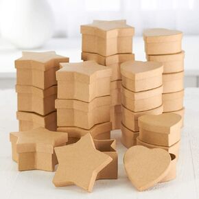 Factory Direct Craft Paper Mache Assorted Box - (24 Pcs) Papier Mache Boxes with Lids - Unfinished Premade Assorted Craft Box to Paint, Decoupage, and Decorate - Boxes for Jewelry, Crafts, and More