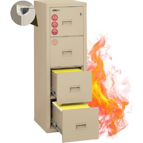 FireKing Turtle Vertical 4 Drawer Legal and Letter Fire Safe File Cabinet with Key Lock, 1 Hour Fire Rated, UL Rated & Water Resistant Home Safe, Filing Cabinet, Made in The USA, Black