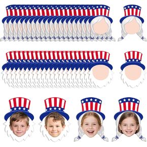 Codree 48 PCS 4th of July Clutouts الوطنية ، ديكورات ملصقات Bulletin Day Independence ، قطع صور الأطفال البيضاء والأزرق لأزرق لزخارف جدار الفصل الدراسي DIY (فستان بدلة)