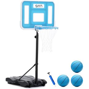 A11N Sports Pool Basketball Hoop with 16.5" LED Rim, Adjustable Height, PET Backboard, Sturdy Base, Ball & Pump Included – Water Basketball Game for Poolside Play