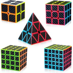 SPEED CUBE SET 5 حزمة حزمة من 2 × 2 ، 3x3 ، 4x4 ، 5x5 ، مكعب سرعة هيرامينكس السحرية ، مكعب اللغز للأطفال والمبتدئين والكبار