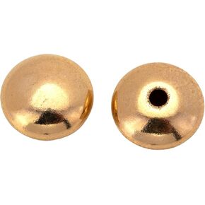 Yellow Gold Filled Half Drilled 4mm Flat Bead, Saucer Shaped Flat Bead with Half Hole for Jewelry Crafting, Ideal for DIY Earring Creations, Jewelry Findings, Sold in Packs (10 Pcs)