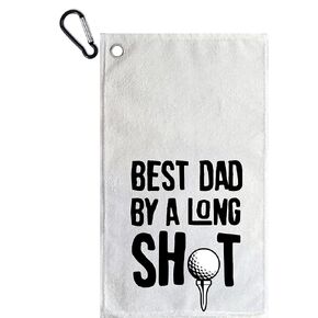 Golf towel Best dad by a long shot funny ball cleaner gift for men or women (11x18)