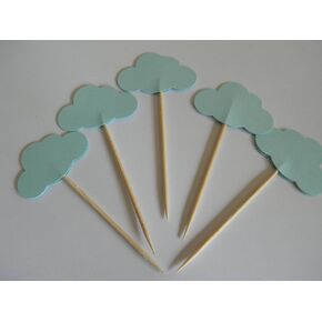 24 blue cloud cupcake toppers food picks baby boy shower decor party supply