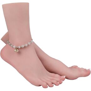 Silicone Female Feet Model 1 Pair 1:1 Life Size for Jewelry Display Art Collection (Beige)