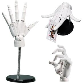 Mannequin Hand, Articulated Hand 1:1 8x14 Inch Left Model with Moveable Joint & Base DIY Friendly PVC Model for Drawing, Painting, Sketching, White