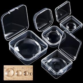 4 Set 20X 12X 6X 3X Quilting Spot on Dot Magnifying Len 4 Size-16/28/35/49mm Diameter FLA Convex Lens Half Sphere Magnifier Glass with 4 Storage Box for Quilting Sewing Ruler Accessories