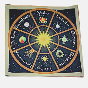 Altar Cloth or Tarot Mat - Wheel of The Year with Symbols - Pagan or Wiccan Altar or Tarot Cloth for Rituals, Tarot Readings & Fortune-telling