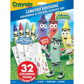 Crayola Retired Colors Coloring & Activity Set, Retired Crayons & Stickers, 32 Pgs, Gift for Kids Ages 3+