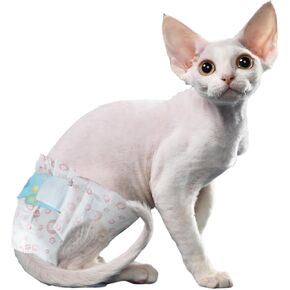 Disposable Cat Diapers, 40 Count – Perfect for Both Male and Female Cats, for Elderly, (M) Incontinent, or Post-Surgery Cats and Dog – Leak-Proof, Super Absorbent & Hypoallergenic Pet Diapers