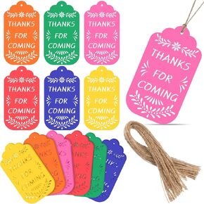 60 Pcs Papel Picado Gift Tags Fiesta Thank You Tags for Party Favors 6 Colors with String for Mexican Themed Party Mexican Weddings Bridal and Baby Showers Birthdays Favors