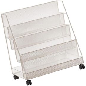 Rolling Book Cart Bookshelf Storage Rack with Wheels 4 Tier Large Capacity for Classroom Home Living Room