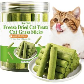 Cat Treats 100g, Natural Cat Grass Sticks,Chew Stick for Hairball Cleaning, Teeth Cleaning & Appetite Boosting,Nip for Cats, Edible Toys for Indoor Cats & Kittens