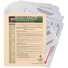 Confidential All-in-One Driver Qualification Packet, 9.5" x 11.75", Includes 1-Ply Forms for Driver Qualification, Alcohol & Drug, and Safety Performance History, J. J. Keller & Associates, Inc.