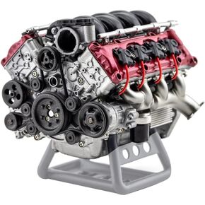 Resin Simulation Dynamic V8 Engine Internal Combustion Engine Model, Mini V8 Engine Model Kits for Adults to Build with Battery Holder and Support Bracket