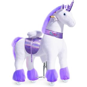 PonyCycle Horse Ride on Pink Unicorn Toys Riding Toys Unicorn Classic Model U with Brake (36" Height/Size 4 for Age 4-7) Horse Toys for Girls Ride on Plush Pony Cycle Horse with Wheels Ux402