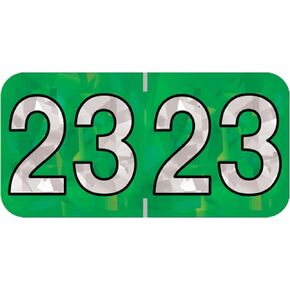 2025 Year Stickers, Doctor Stuff 2025 Chart Stickers, Holographic Green Color Coded, USA Made Year Labels for End Tab File Folders, 500 Labels/Roll in a Dispenser Box, 3/4" x 1-1/2"