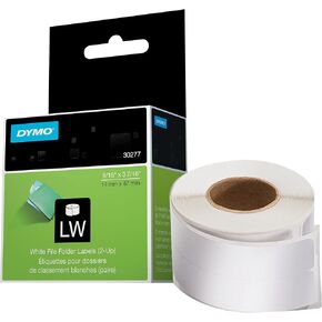 DYMO LW 2-Up File Folder Labels for LabelWriter Label Printers, White, 9/16'' x 3-7/16'', 1 roll of 260 (30377)