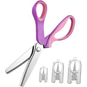 homoyoo 4pcs zig shears ultra- مقص للنسيج والورق تشمل مقص قابل للطي لخياطة الحرف اليدوية والمشاريع المنزلية