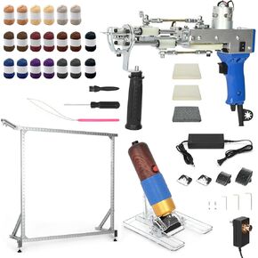 YAGEANNL Rug Tufting Gun Starter Kit 3 in 1, Pile Carpet Gun with 27.5-39.4" (Max) in Aluminum Tufting Frame, Rug Trimmer Kit and Tufting Fabric