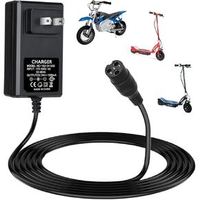 24V Electric Scooter Charger for Razor E300 E200 E150 E125 E100 MX350 Dirt Bike Pocket Mod Sports Mod Dirt Quad Motorcycle Razor Scooter Charger 3-Prong Inline Female Electric Battery Power Cord