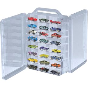 Double Sided Storage Case for Hot Wheels Storage with Carrying Handle, Portable 1/64 Scale Toy Cars Storage Box Compatible with 46 Matchbox Hot Wheels Storage, Case Only