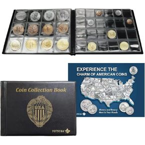 Yotsuba Coin Collection Book - US Special Edition with 300 Pockets, Two Pocket Sizes, and Illustrated Guide