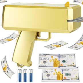 Gold Money Gun Shooter و 201 PCS Props (بدون وظيفة حقيقية) 3 بطاريات AA ، مسدس المال الذي يطلق الأموال ، وجعلها تمطر الأموال القاذفة المسلحة