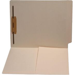 11 pt Manila Folders, Full Cut End Tab, Letter Size, 1/2 Pocket Inside Front, Fastener Pos #1 (Box of 50)