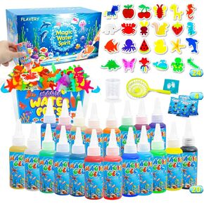 Flavery Magic Water Elf Toy Kit, Fairy Water Gel Kit with 20 Magic Gels and 24 Shape Molds, Craft for Kids, Aqua Squishy DIY Set, Birthday Gifts, Water Pets