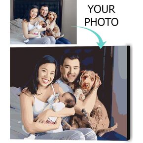 VATO Photo to Custom DIY Paint by Numbers for Adults,Your Own Private Picture Personalized Customized PBN, No Frame (16" x 20")