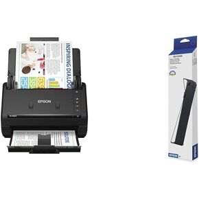 Epson Workforce ES-400 II Color Duplex Desktop Document Scanner for PC and Mac, with Auto Document Feeder (ADF) and Image Adjustment Tools & Black Ribbon, 15M Characters (S015384) Medium