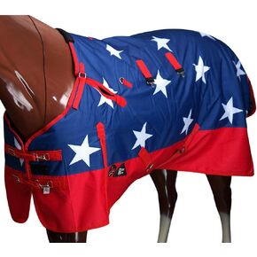 HILASON US Flag 50 in 600D Winter Waterproof Poly Pony Horse Blanket | Turnout Blankets for Horses