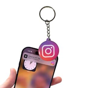 VALARTS – Personalized Smart NFC Keychain Digital Business Card – Instantly Share Contact, Instagram & Social Media – Stylish for Influencers, Creators & Business Owners - Pink Instagram