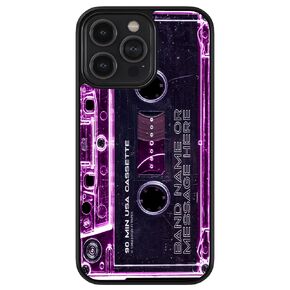 Cassette Tape Clear Pink Personalized Black Rubber Phone Case Compatible with Apple iPhone 16 Pro Max Plus, 15 Pro Max Plus, 14 Pro Max Plus, 13 Pro Max Mini, 12 Pro Max, 11, X, 8 7 Plus