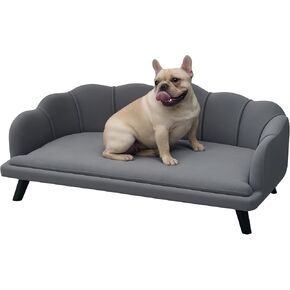 PawHut Velvet Large Dog Couch with Foam Cushion, Soft and Cute Dog Bed with Pearl Design, Pet Sofa for Big and Medium Breeds, Coffee in Saudi Arabia