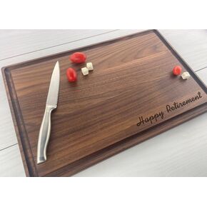 Personalized Cutting Board, Engraved Cutting Board, Retirement Gift, Corporate Gift, Happy Retirement, Retired, 168 (Walnut, 17" x 11")