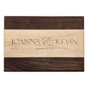 Personalized Laser Engraved Two Tone Maple And Walnut Cutting Board