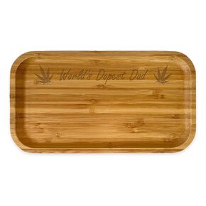 Bamboo wood rolling tray with World's Dopest Dad design, Laser engraved 6.25" x 11.25" size