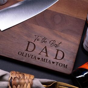Personalized Fathers Day Cutting Board with Names, Custom Engraved Dad Grill Board For BBQ, 6 Designs, Grilling Gift Idea for Fathers Day, Birthday, Anniversary, Christmas, Dad, D2